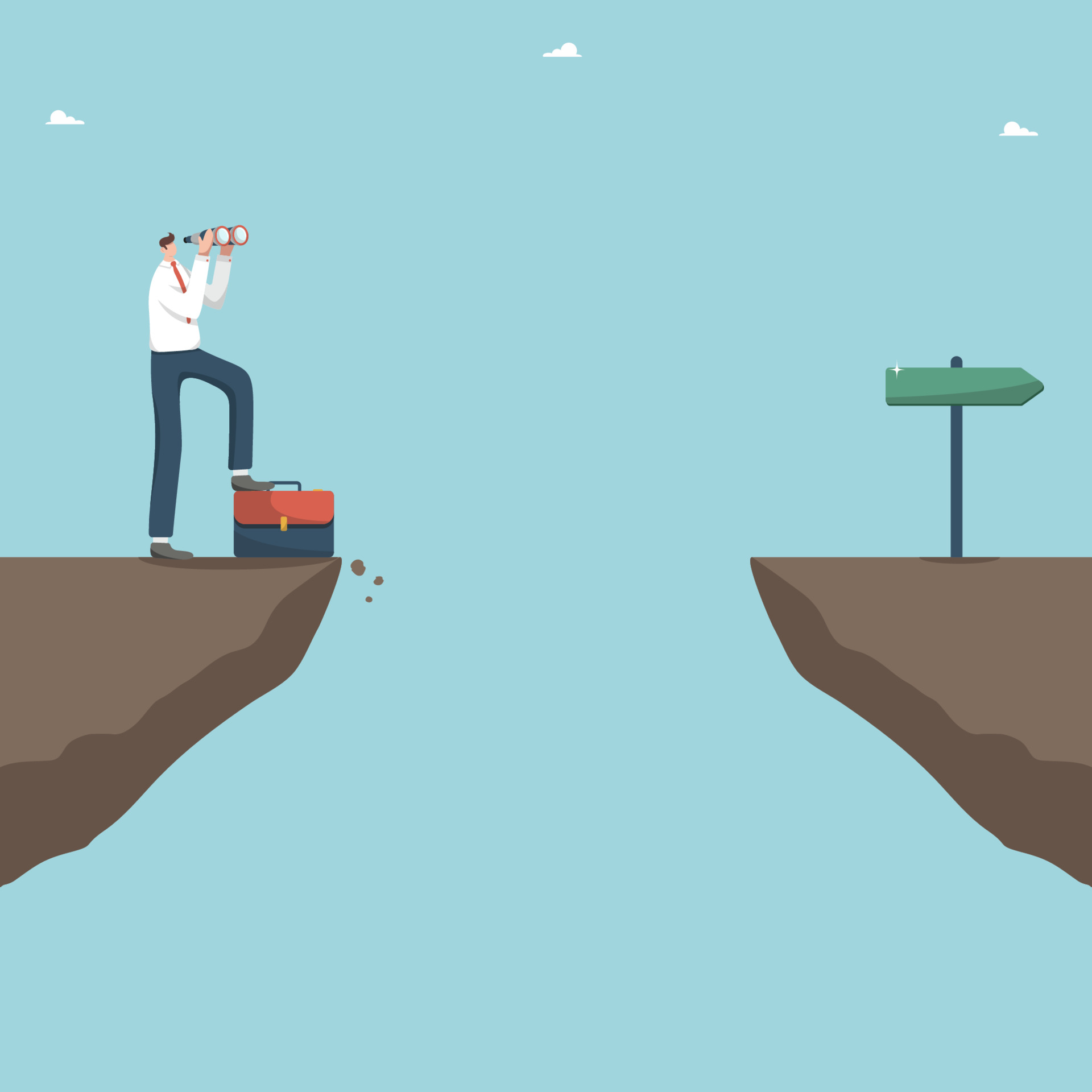 person looking ahead between two pieces of ground exemplifying a career break
