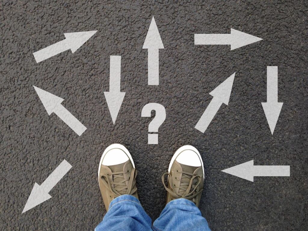 tennis shoes arrows lost direction